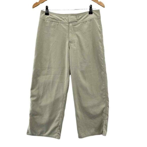 Patagonia Crop Hiking Pants Women 4 Khaki Tan Polyester Hook Loop Closure Pocket - Picture 1 of 7